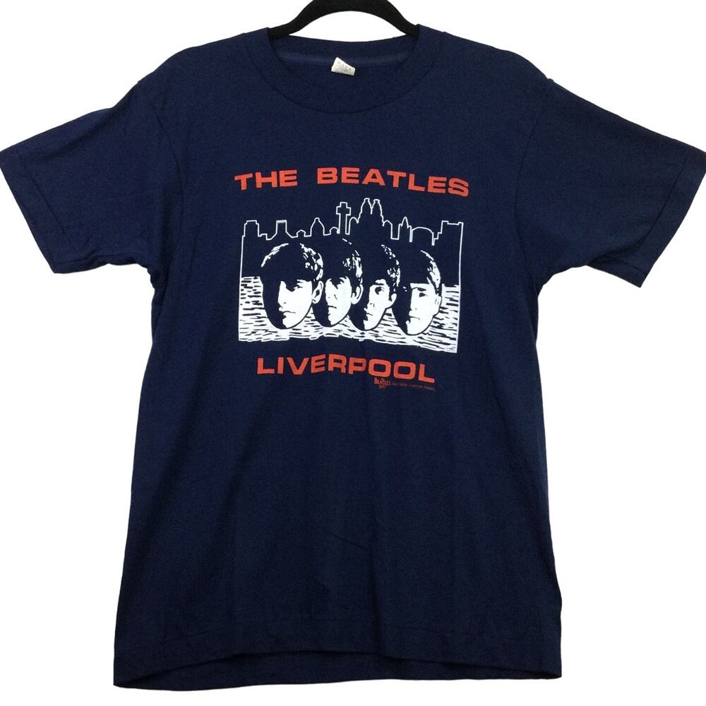 The Beatles Story Vintage Single Stitch Screen Stars Navy Men's Band T-shirt M